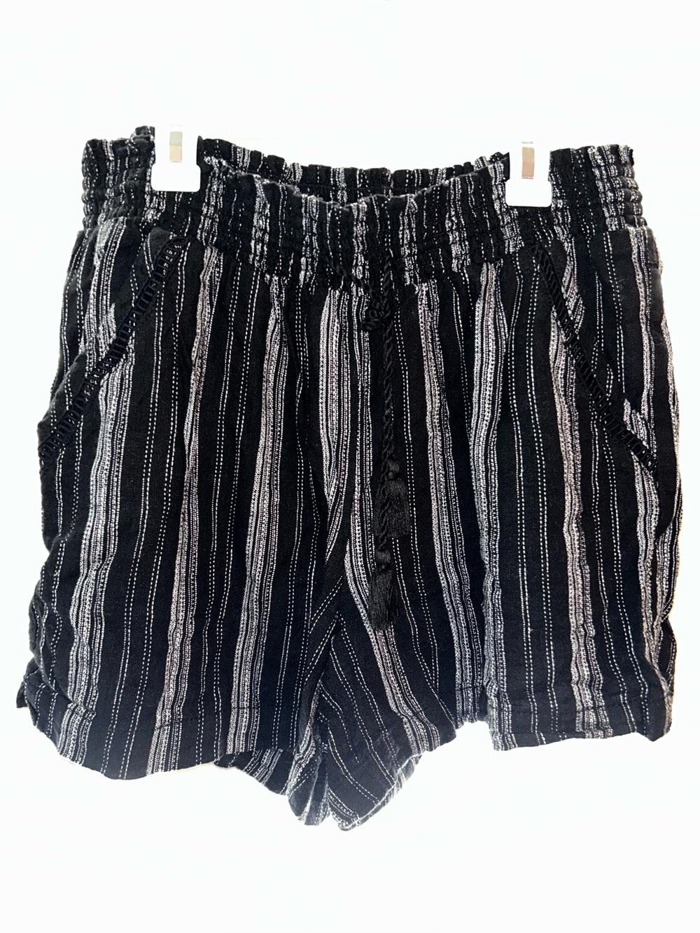 Briggs New York Black and White Striped High Waist Shorts